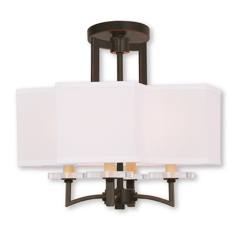 Lustre géométrique à 4 lumières Amenia, Bronze vieilli