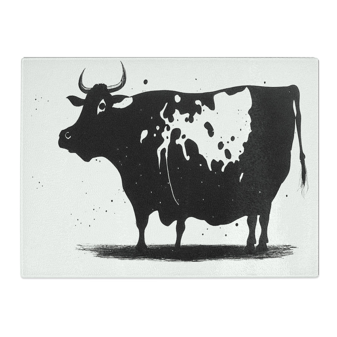 Monochrome Cow Art Vol.4 Abstract  Glass Chopping Board