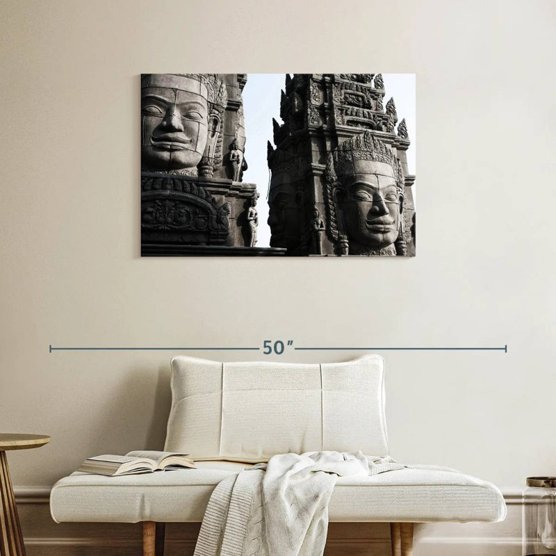 Ravi Angkor Stone Head Statues, 24" H x 36" W