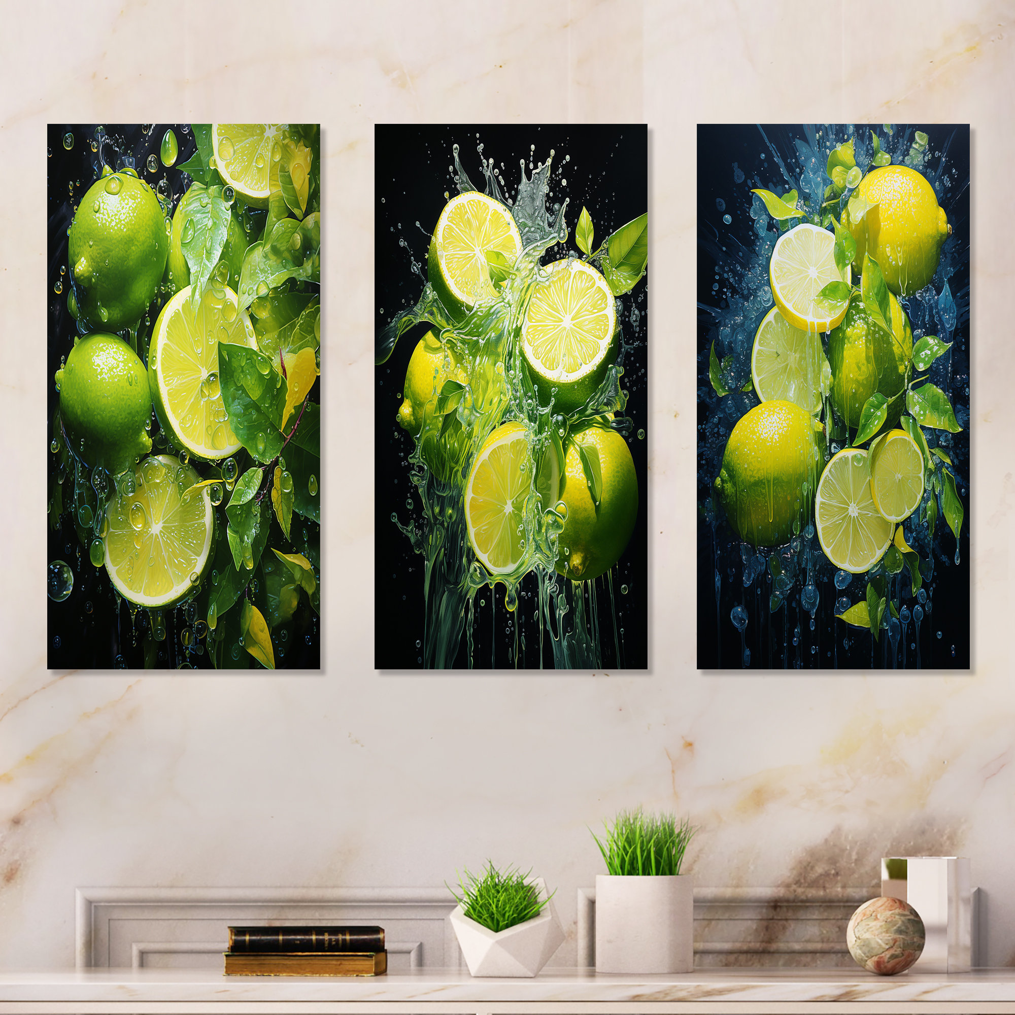 Design Art Lemon Luminosity - Fruits Metal Wall Decor Set Of 3 | Wayfair