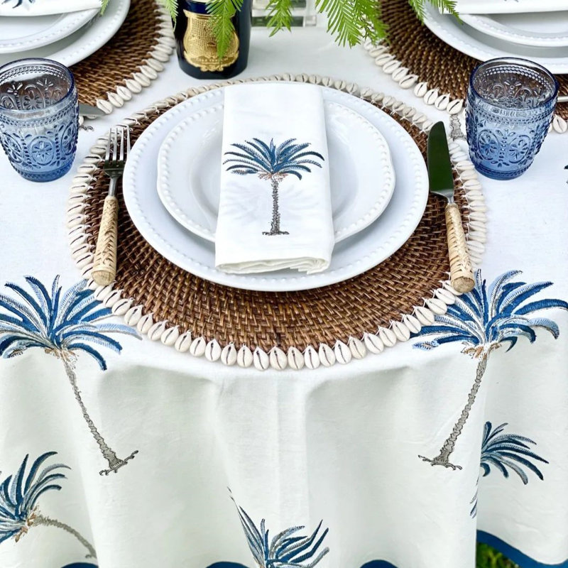 Nappe ronde - Palmier côtier bleu, Rond 90 po