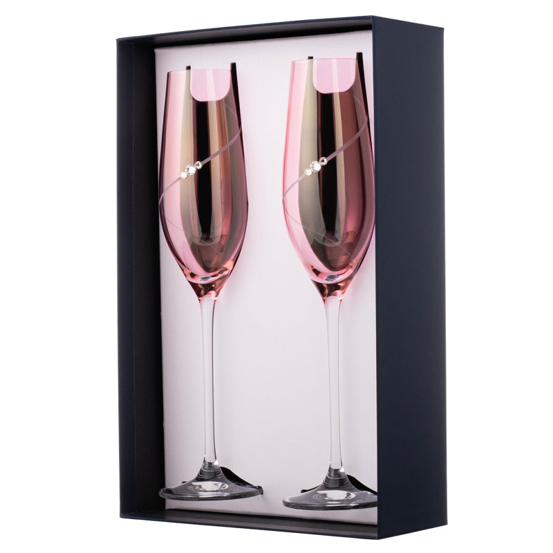 Lustre Silhouette Champagne Flute Pair Embellished with Swarovski Crystals - Perfect Gift