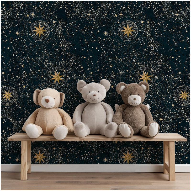 Blue and Gold Night Sky Stars Wallpaper