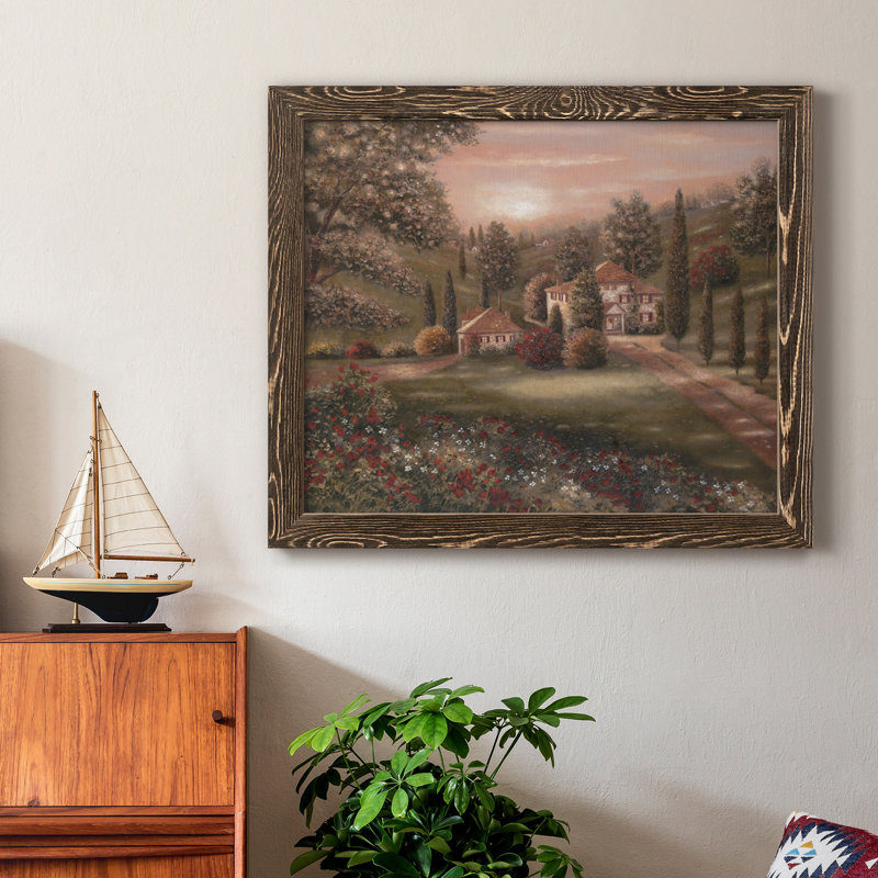 Evening / Tuscany II - Cadre photo, impression sur toile, H 24 po x l 18 po x P 1,5 po, Noyer