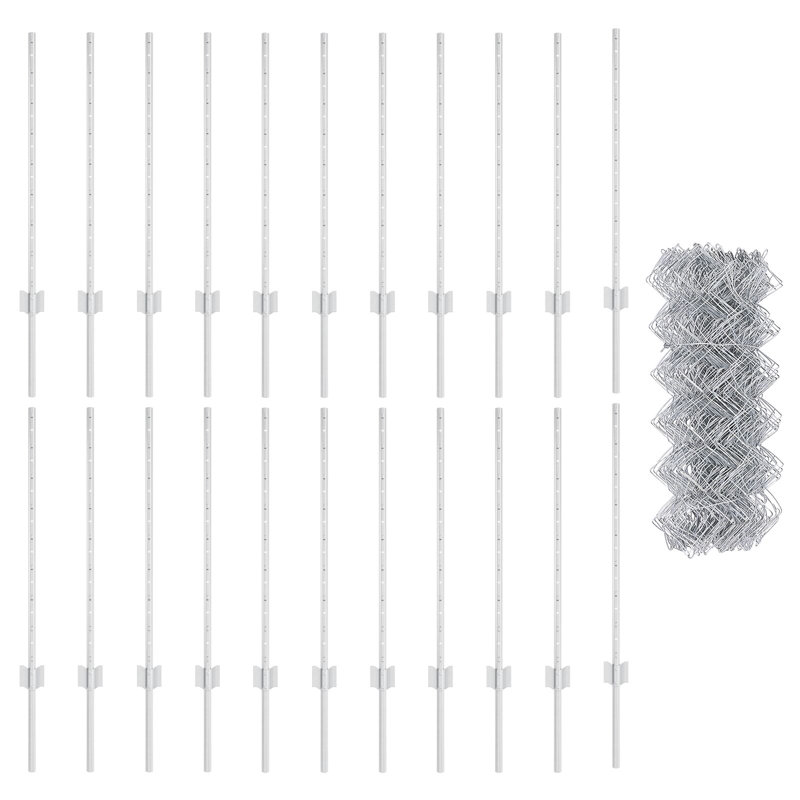  Garden Fence Set Set Of 2 Galvanised Steel Large Durable