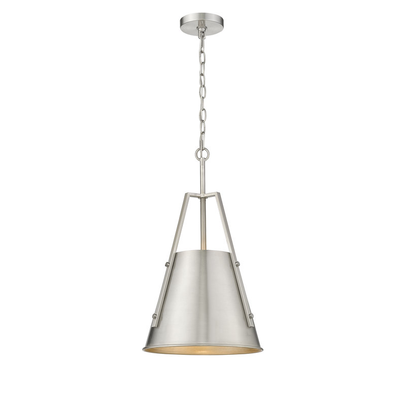 Luminaire suspendu conique 1 lumière, Nickel satiné brossé