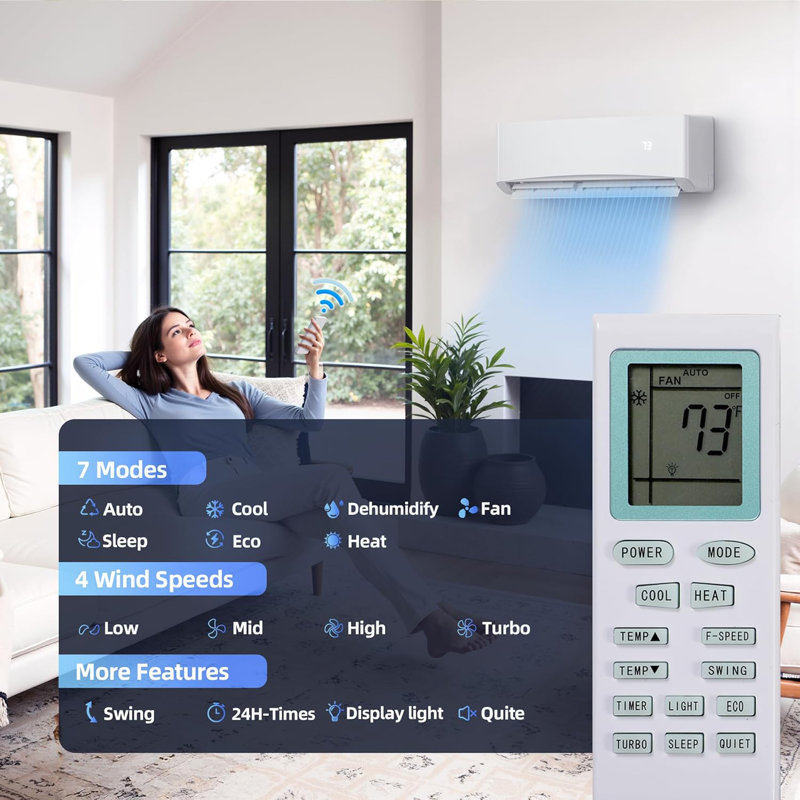 Mini climatiseur à deux blocs 12 000 BTU 230 V avec chauffage certifié AHRI, pour 750 pieds carrés, ensemble d'installation complet