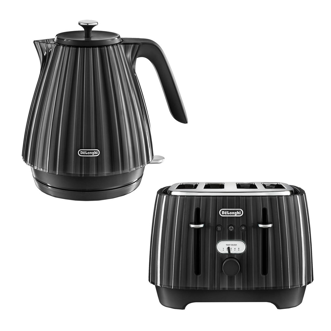 De'longhi Ballerina 1.7L Kettle & 4 Slice Toaster Set, Black - Image 3