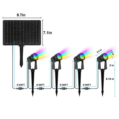 4 Pack Solar Landscape Lights, Solar Spotlights Outdoor
