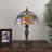 Linslade Tiffany Table Lamp Red Orange Stained Glass Rose Flowers LED Bulb Included 12"W*12"D*19"H
