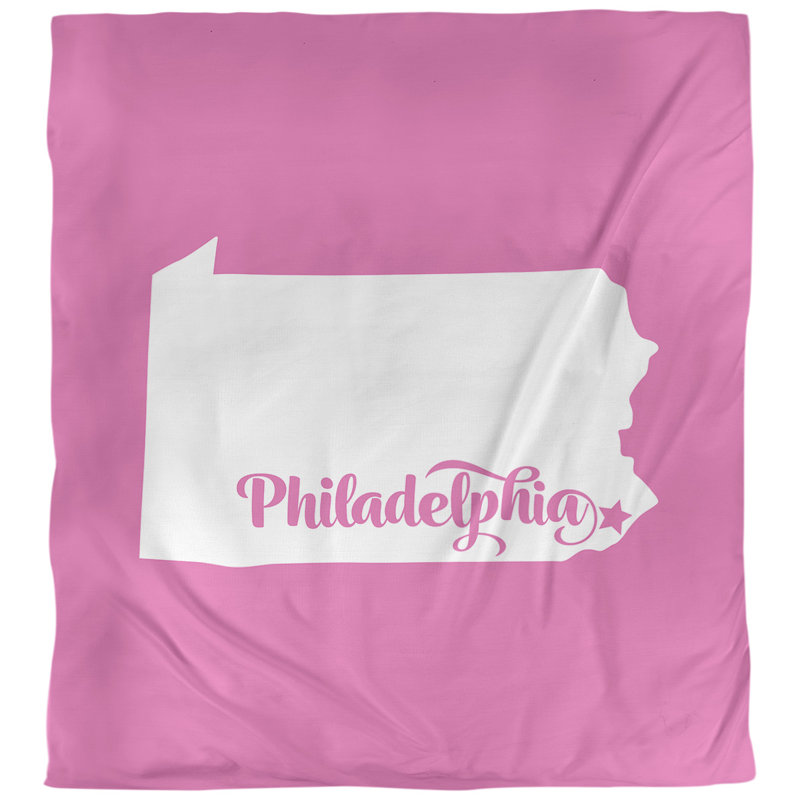 Housse de couette réversible simple Philadelphia Pennsylvania, Housse de couette pour très grand lit, Rose, Microfibre