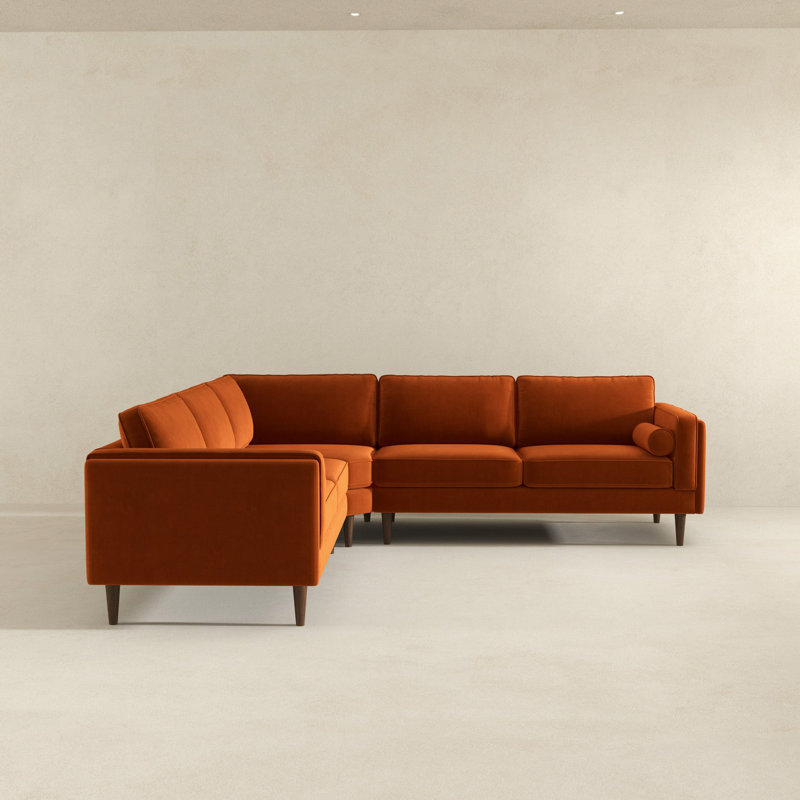 Canapé d'angle modulaire en tissu, Velours orange
