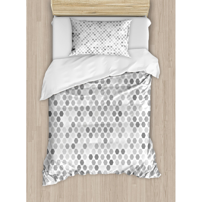 Zig Zag Hexagon Modern & Contemporary Polyester Geometric Shapes Duvet Cover, Twin