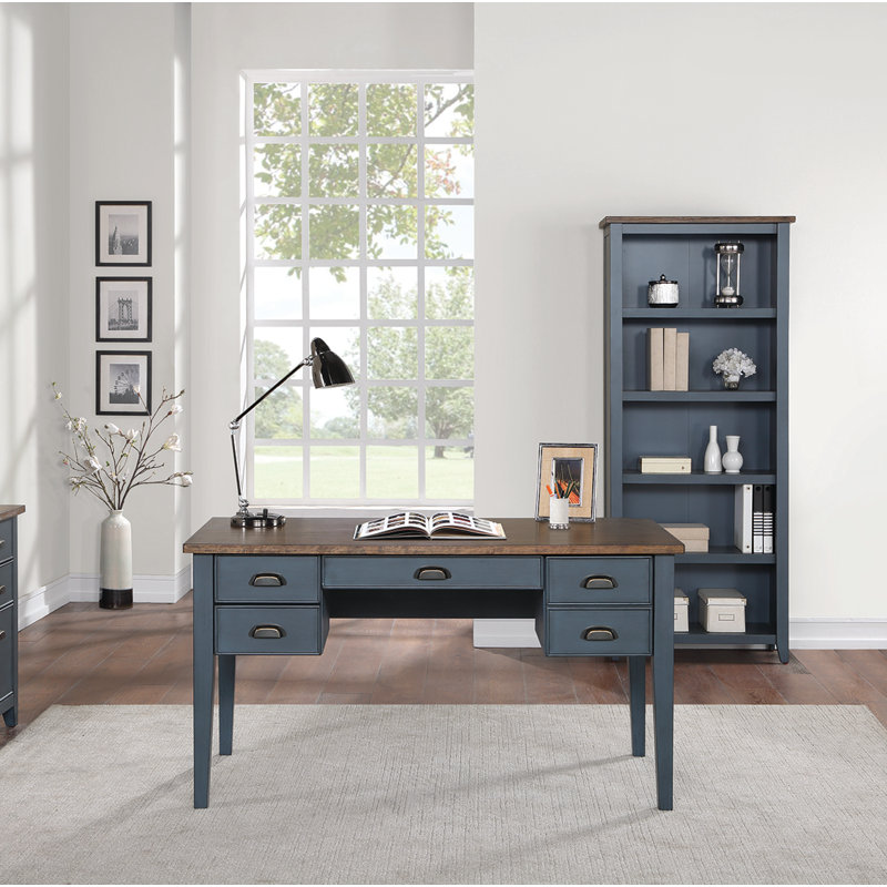 Vivienne Writing Desk with Power Outlet, Dusty Blue