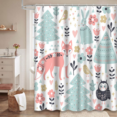 Rideau de douche mignon avec 12 crochets