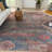 Machine Washable Southwestern Blue/Red Area Rug-1583150435