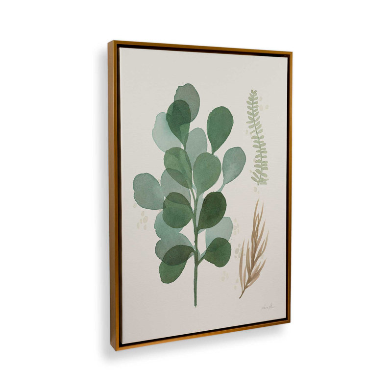 Earthy Greens in Bloom II, reproduction sur toile dans un cadre, H 18,75 po x l 12,75 po, Or poli