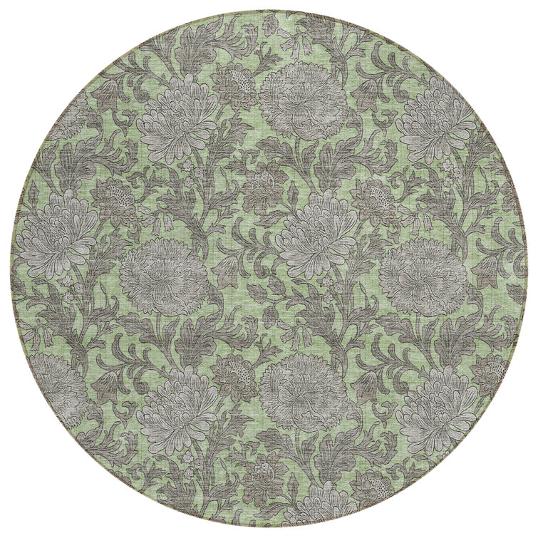 Washable Floral Indoor / Outdoor Rug