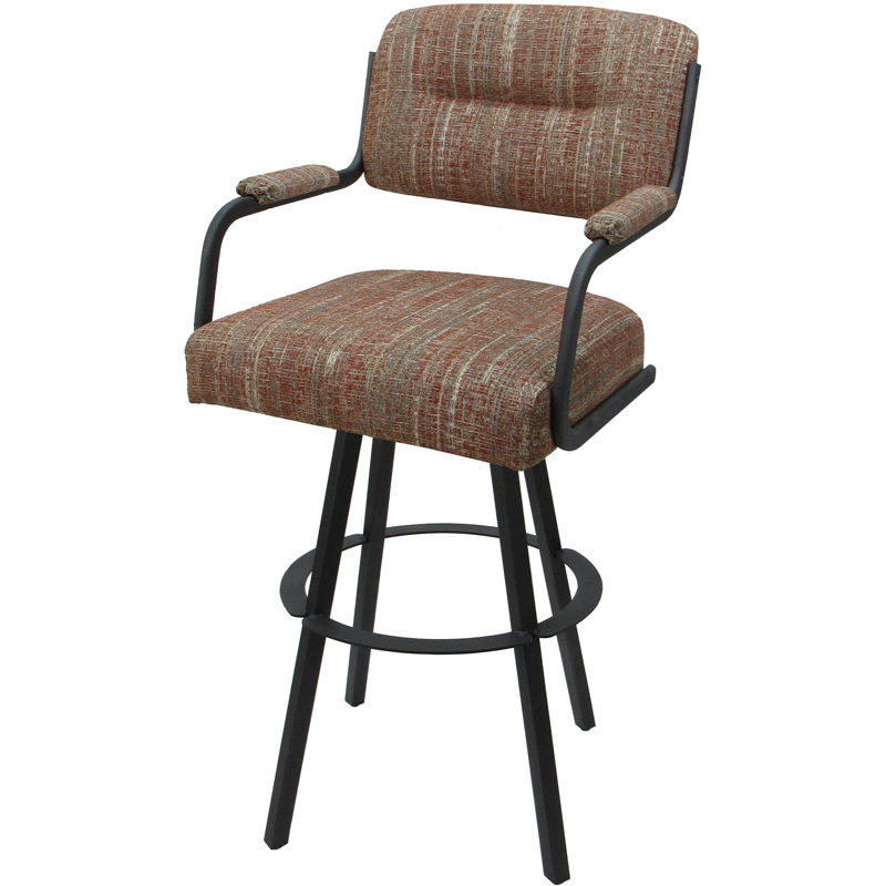 Tabouret pivotant rembourré Cessna, Gris, Rouge, Counter Stool (26" Seat Height)