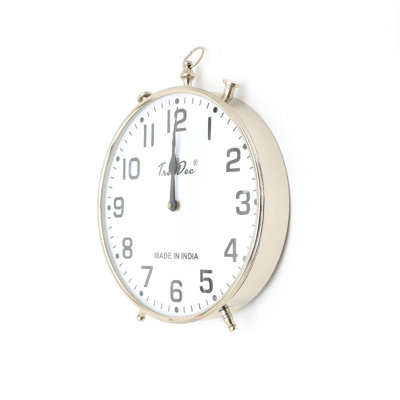 Classic Silver Aluminum Table Clock, 10" Decorative Desk Clock With Analog Display, For Home & Office