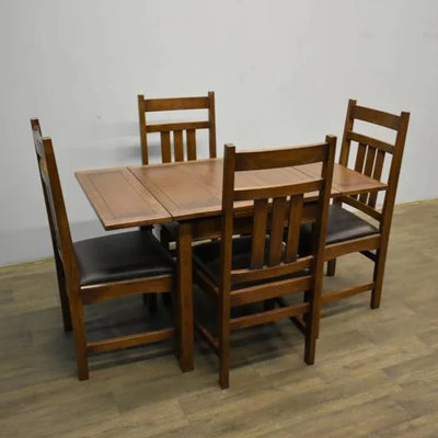 Ensemble de salle à manger extensible en chêne massif pour 4 personnes Rachila