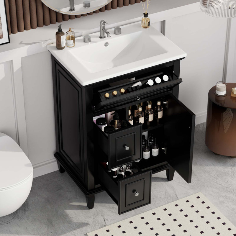 24" Bathroom Vanity With Sink, Black