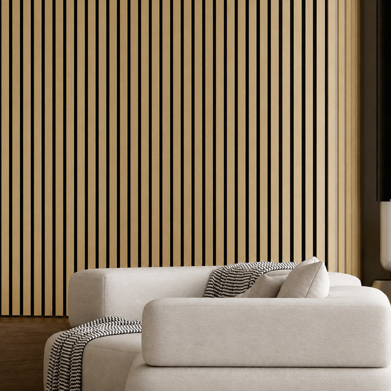 Panneaux muraux acoustiques flexibles en bois à lattes, 106,25 po x 41,25 po, en placage de bois véritable, pour murs et plafonds incurvés