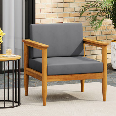 Fauteuil club - Fauteuil en bois et tissu, revêtement de coussin d'eau, magnifique motif de lattes, gris foncé, l 29 po x P 27 po, H 25,5 po, siège, dossier, l 29,21 po, P 27,41 po, H 26,2 po
