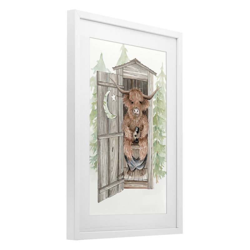 «Lost In Scroll Outhouse», reproduction sous verre encadrée, design par Cindy Jacobs, H 23 po x l 17 po, Cadre blanc côtier