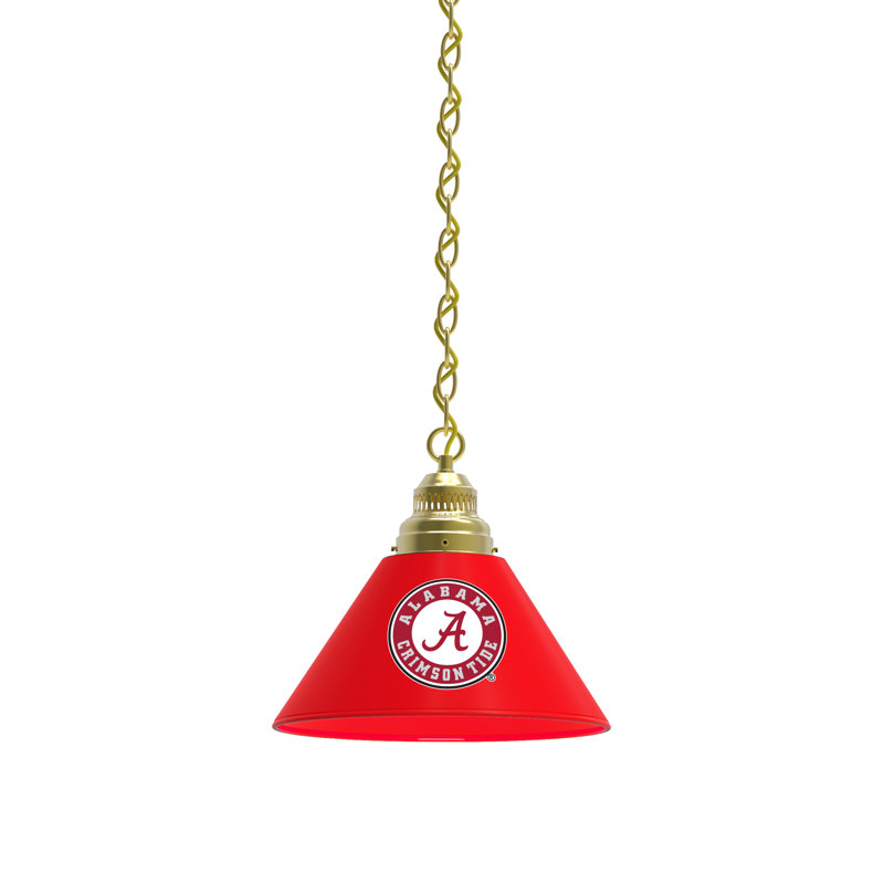 1 - Light Single Pendant, Brass, Alabama Crimson Tide