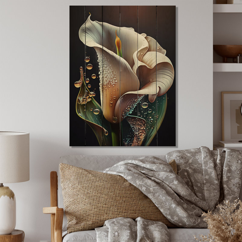 Calla lys II - impression sur bois sans cadre, H 20 po x l 12 po x P 1 po