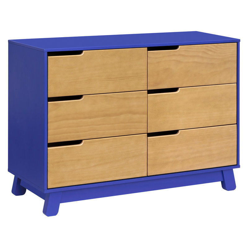 Hudson 6 Drawer 48" W Double Dresser, Cobalt/Honey