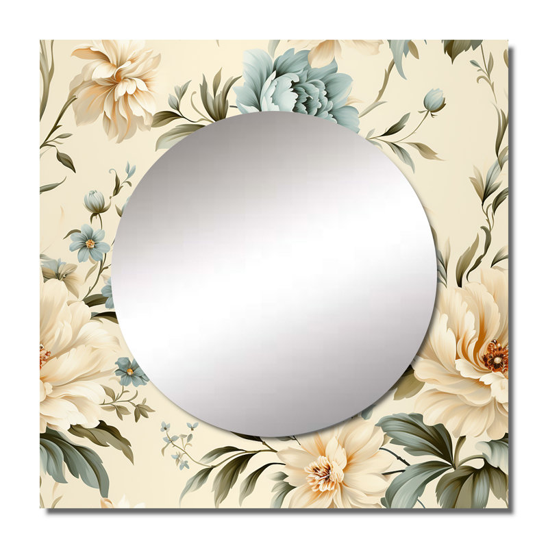 Koneta - Miroir mural floral carré pour salon, 36 po x 36 po