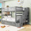 Lit superposé double au-dessus de double, lit superposé en bois avec tablettes et tiroirs-1425698812