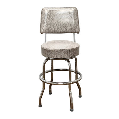 Retro Home Chrome Upholstered Swivel Counter And Bar Stool With Back by Richardson Seating