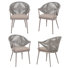 Ensemble de chaises d'extérieur en aluminium de 4 chaises de conversation en corde tissée avec coussins de siège