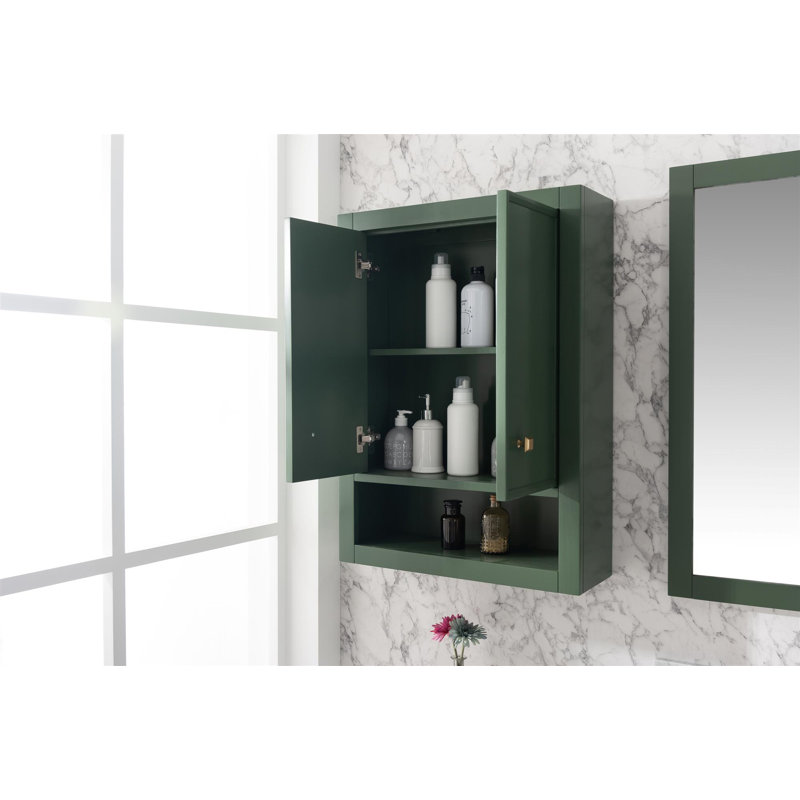 Armoire de salle de bain murale l 24 po x H 33 po x P 8 po Myrick, Vert
