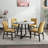 Roundhill Furniture Edo 5-Piece Dining Set, Round Trestle Table And 4 Upholstered Chairs, Gray And  Yellow-241755315