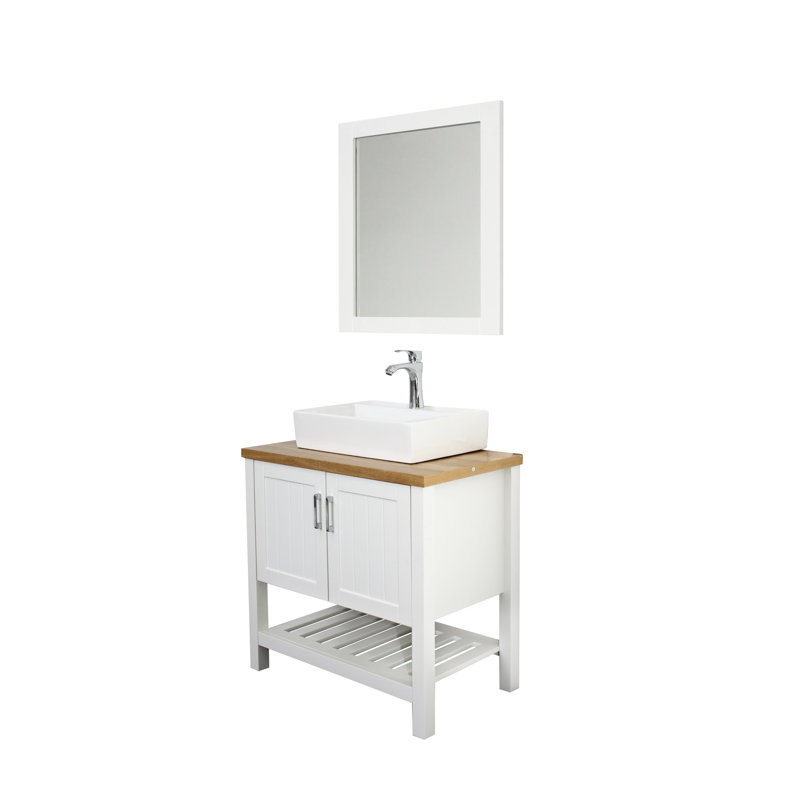Lavabo vasque de comptoir carré de 20,6 po, céramique, blanc, pour armoires de 32 pouces, motif géométrique unique, céramique blanche à finition lisse pour installation dans la salle de bain, aspect moderne, matériau Scratch