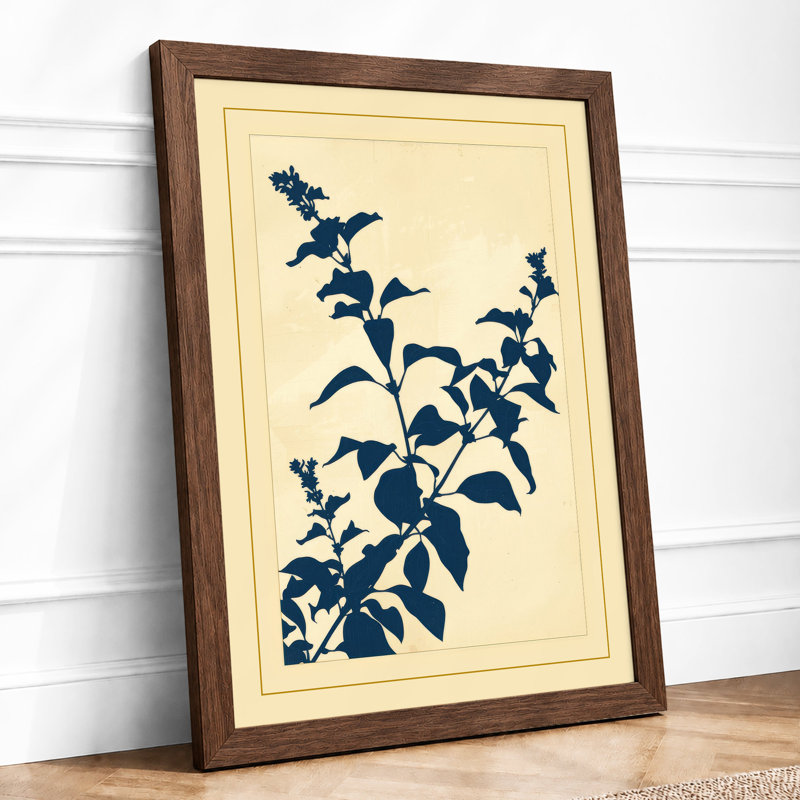 Indigo Study Botanical - Framed Print, A4 - 29.7 x 21.0 cm, Walnut