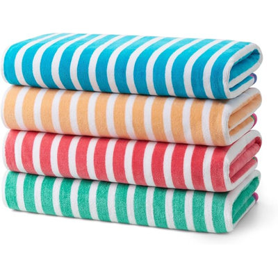 Racing Striped Beach & Pool Towel - Extra Large Beach Towel - Soft & Absorbent 100% Cotton Towels - 30" X 60"