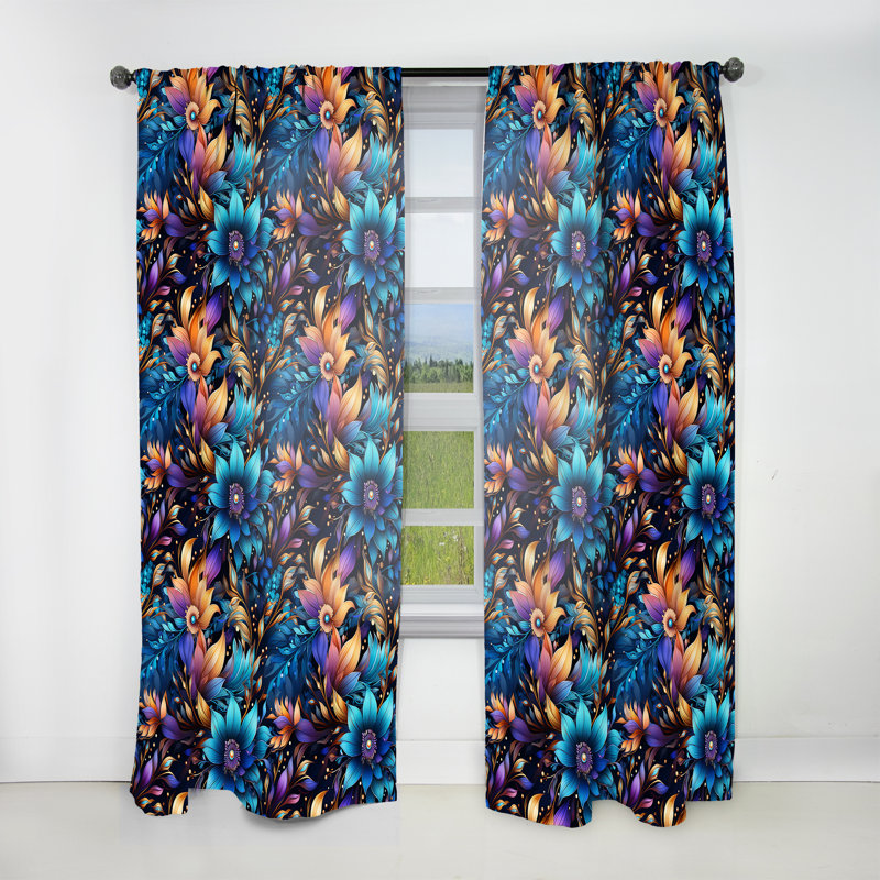 Mystical Boho Boho Motif II - Rideau floral - Rideau floral obscurcissant - 1 panneau, L 52 po x L 90 po