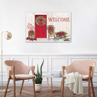 Home For The Holidays - Front Door Scene by Tara Reed - Wrapped Canvas Print