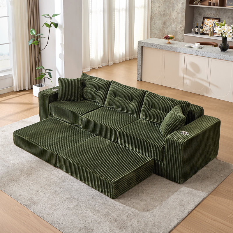 Canapé modulaire à compression à densité élevée de 109 po avec repose-pieds, Noir
