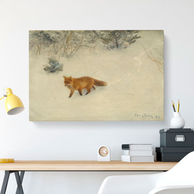 Fox In The Snow Vol.8 by Bruno Liljefors - Wrapped Canvas