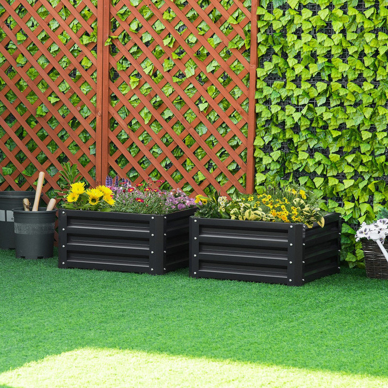 Ceclia Planter Box, 30cm H x 60cm W x 60cm D, Black
