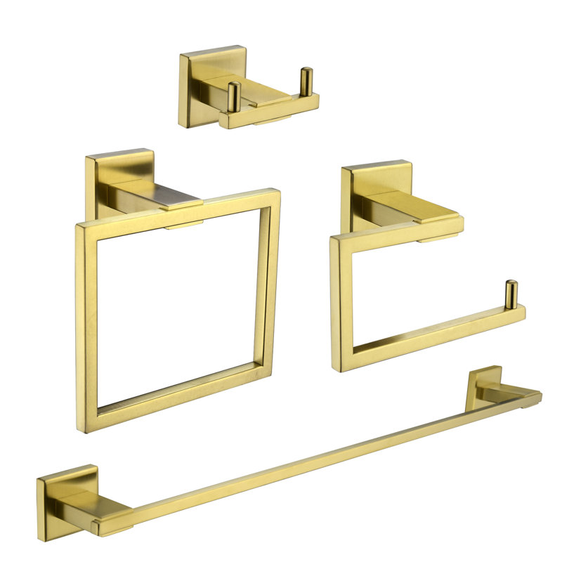 4 - Piece Bathroom Hardware Set, Brushed Gold