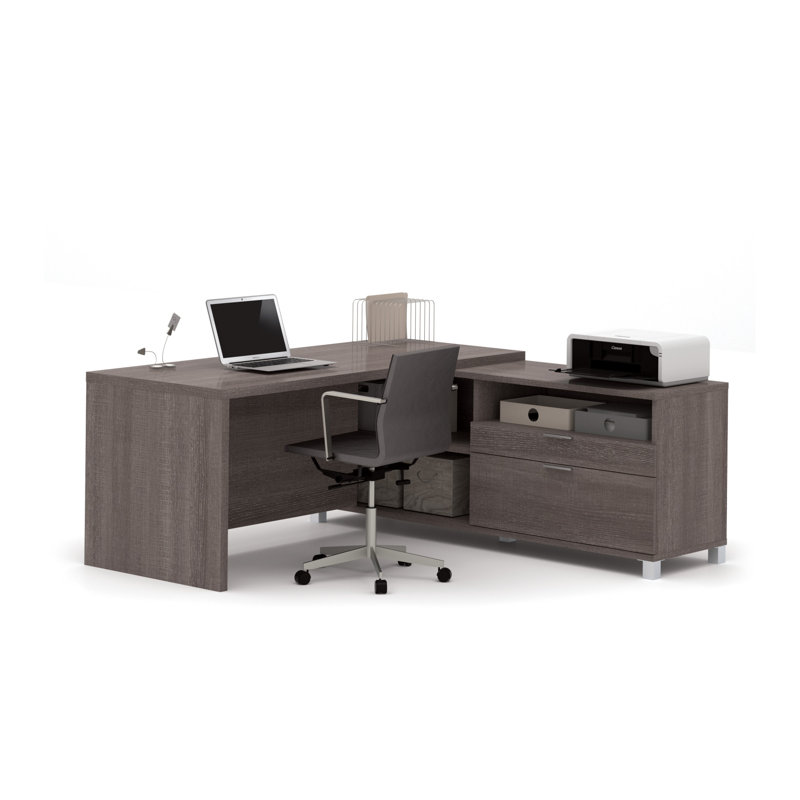 Ornello Reversible 72W L-Shape Executive Desk, Bark Gray