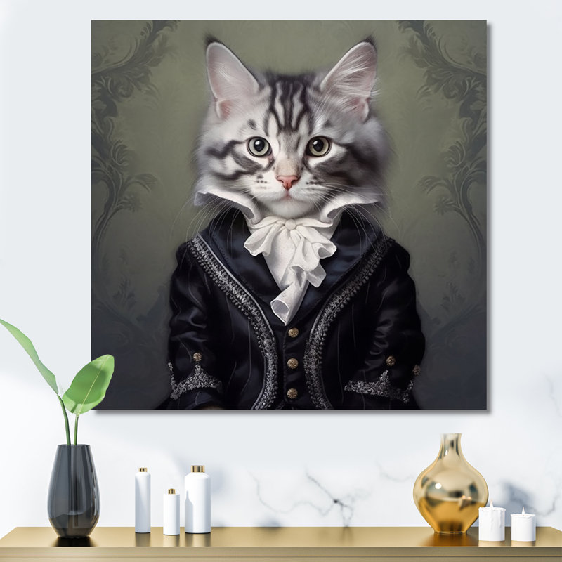 Chat, impression sur toile, Elegant Whiskers, H 24 po x l 24 po x P 1 po, Toile tendue