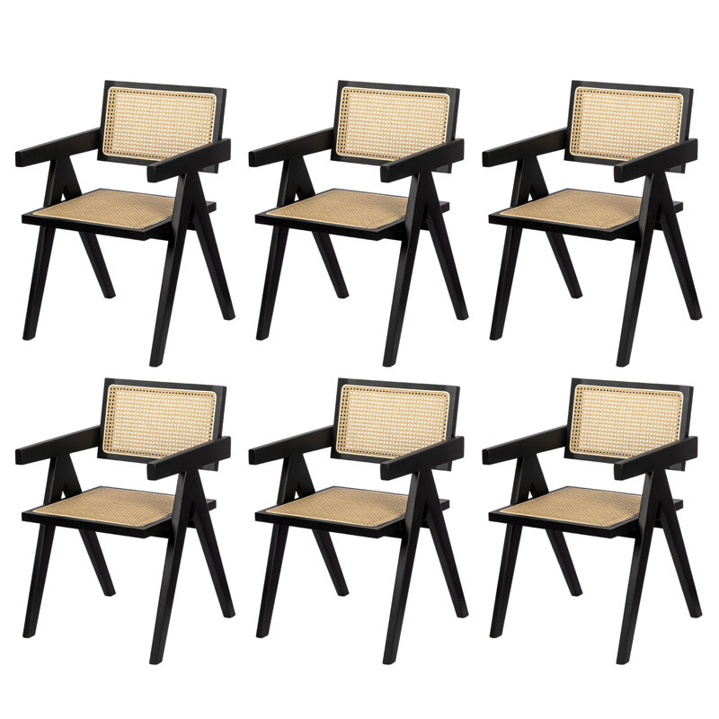 Beka 16.9'' H Walnut Solid Wood Armchair, Black